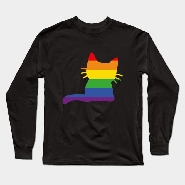 Gay Flag cat Long Sleeve T-Shirt by Buen Corazón